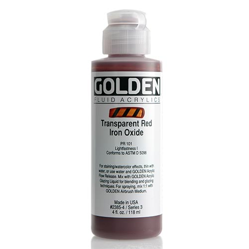 Golden, Fluid Acrylic, Paint, 4oz, Transparent Red Iron Oxide